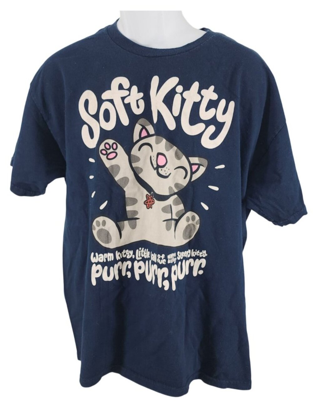 Big Bang Theory T-Shirt Soft Kitty Warm Kitty Little Ball of Fur Navy Blue XL